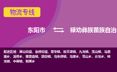 东阳到禄劝彝族苗族自治县物流专线-快速、准时、安全东阳市至禄劝彝族苗族自治县货运专线